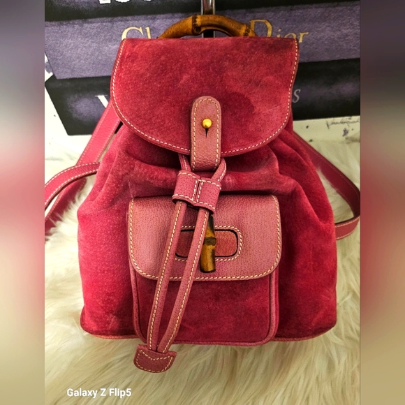 AUTHENTIC MINI GUCCI suede and leather  backpack - Picture 1 of 7